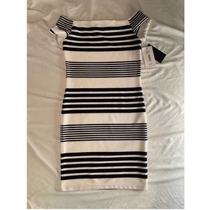NWT | Fashion Union | XS | White & Navy Blue Stripped dress